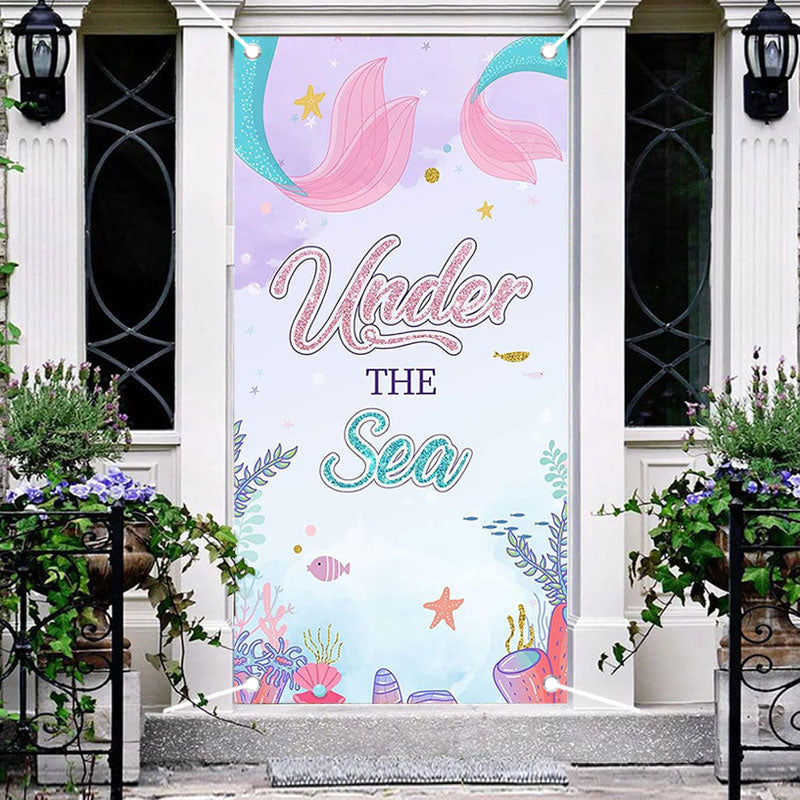 Aperturee - Unter The Sea Plant Mermaid Baby Shower Door Cover