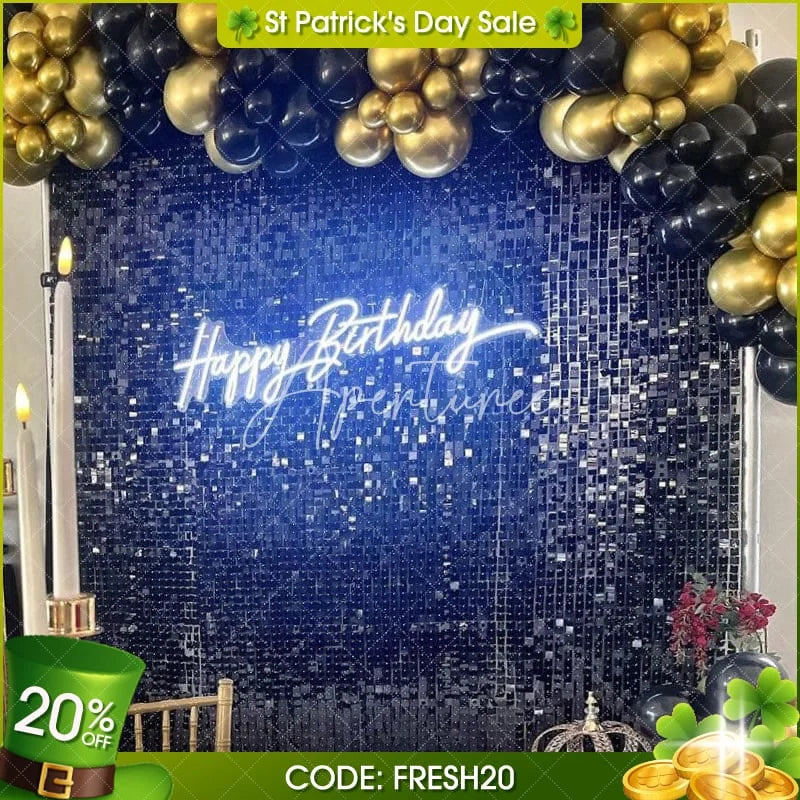 Aperturee - (7 Day Delivery) Black Shimmer Wall Panels | Wedding Event Party Decorations