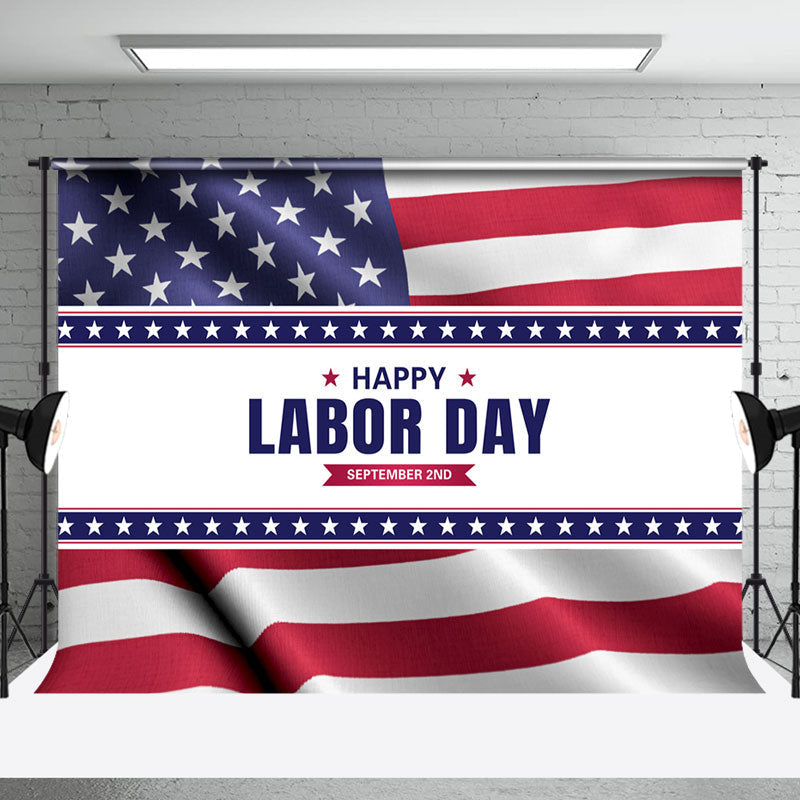 Aperturee - Usa Flag Star September 2nd Happy Labor Day Backdrop