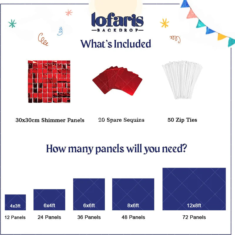 Aperturee Red Shimmer Wall Panels | Wedding Event Party Decorations