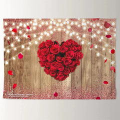 Aperturee - Valentines Day Red Rose Heart Lighting Backdrop