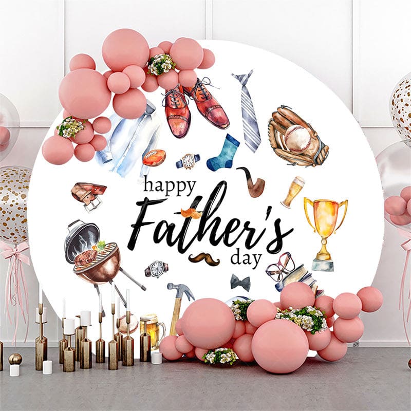 Aperturee - Various Gifts Rugby White Fathers Day Round Backdrop