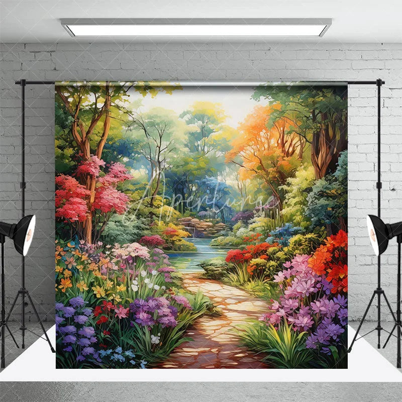 Aperturee - Vibrant Floral Forest Spring Photo Backdrop