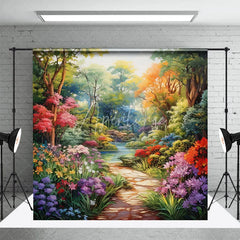 Aperturee - Vibrant Floral Forest Spring Photo Backdrop