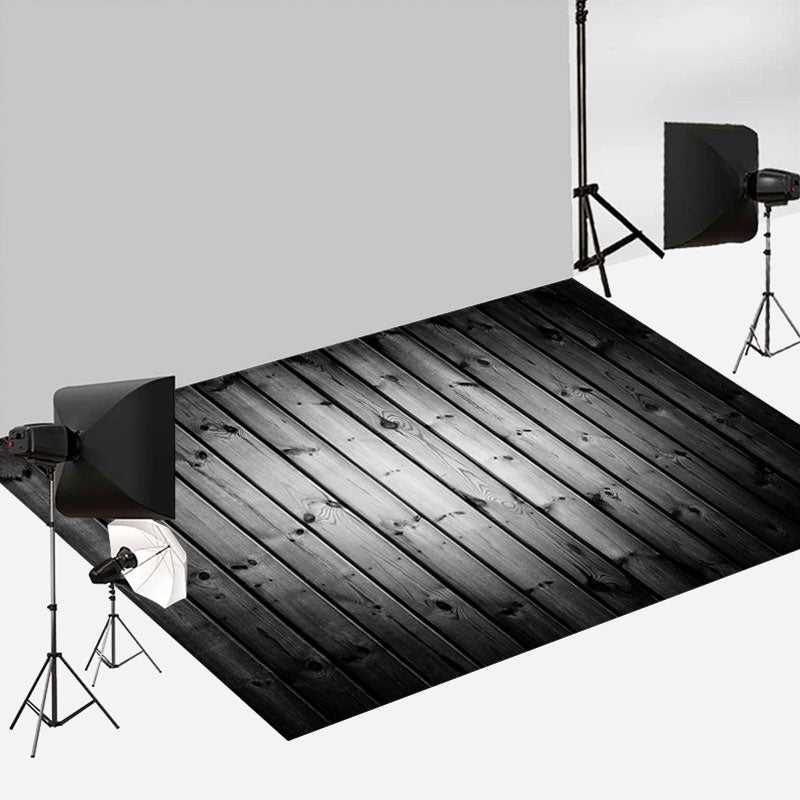 Aperturee - Vignetting Black White Photo Wood Rubber Floor Mat