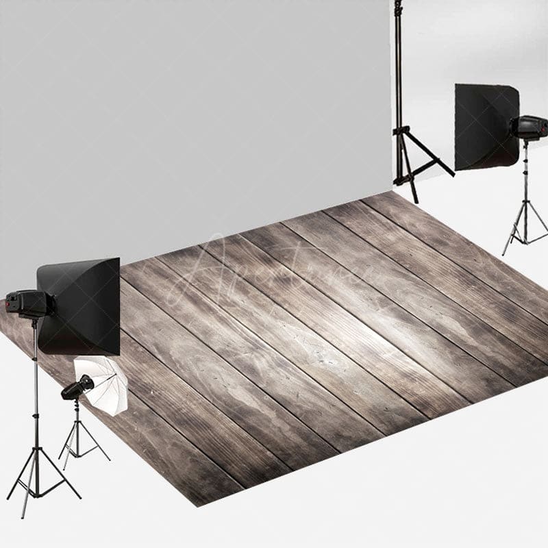 Aperturee - Vignetting Grey Scratch Photo Wood Rubber Floor Mat