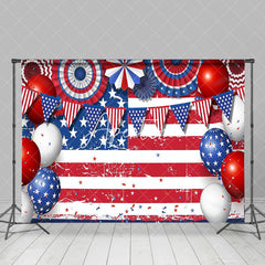 Aperturee - Vintage American Flag Balloons Labor Day Backdrop