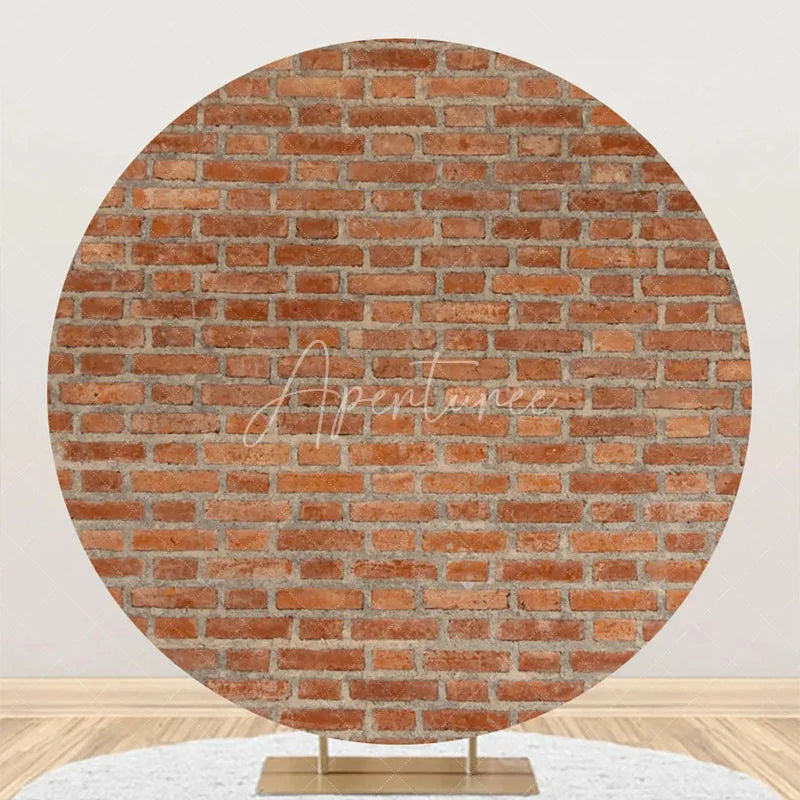 Aperturee - Vintage Brown Brick Wall Round Backdrop For Party