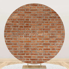Aperturee - Vintage Brown Brick Wall Round Backdrop For Party