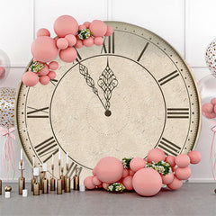 Aperturee Vintage Clock Happy New Years Round Backdrop Cover