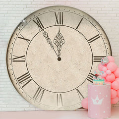 Aperturee - Vintage Clock Happy New Years Round Backdrop Cover