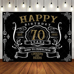Aperturee - Vintage Gold Black Perfection 70th Birthday Backdrop