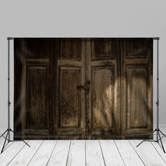 Aperturee - Vintage Light Brown Wood Door Backdrop For Photo Booth