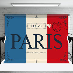 Aperturee - Vintage Postcard French Flag I Love Paris Backdrop
