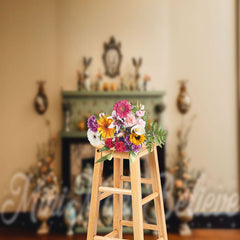 Aperturee - Vintage Vase Desk Floral Photography Easter Backdrop