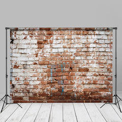 Aperturee - Vintage White Red Brick Wall Photo Studio Backdrop