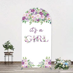 Aperturee - Violet Purple Flower Arch Girl Baby Shower Backdrop