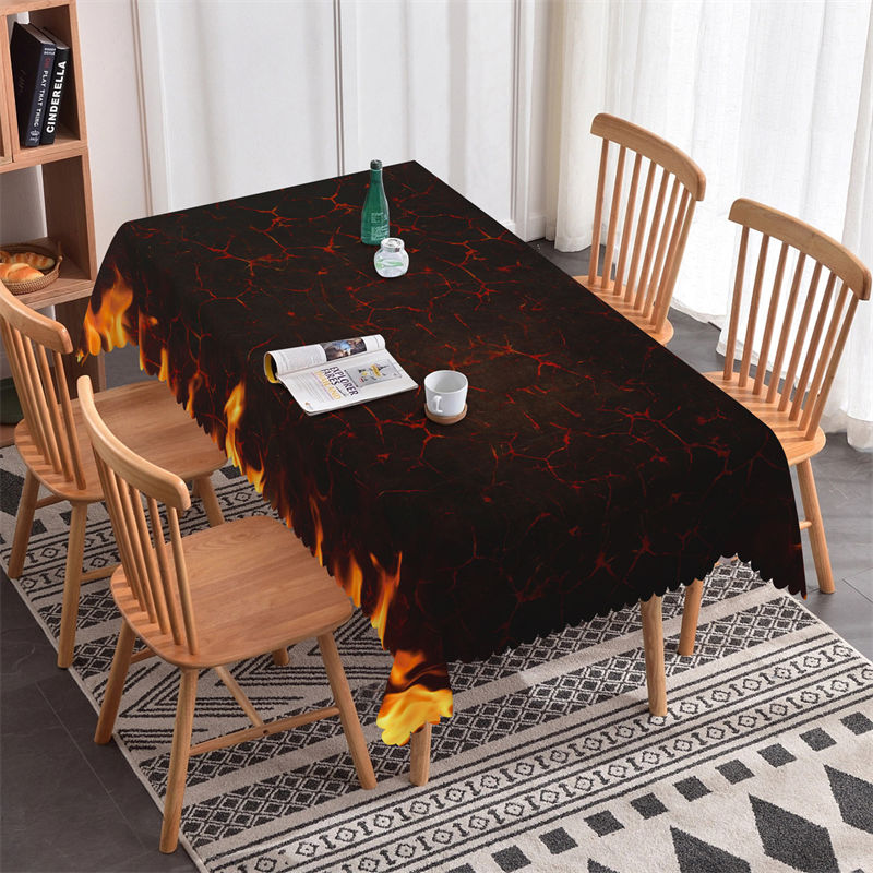 Aperturee - Warm Fireplace Christmas Party Rectangle Tablecloth