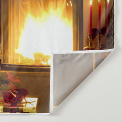 Aperturee - Warm Fireplace Christmas Tree Holiday Backdrop For Photo