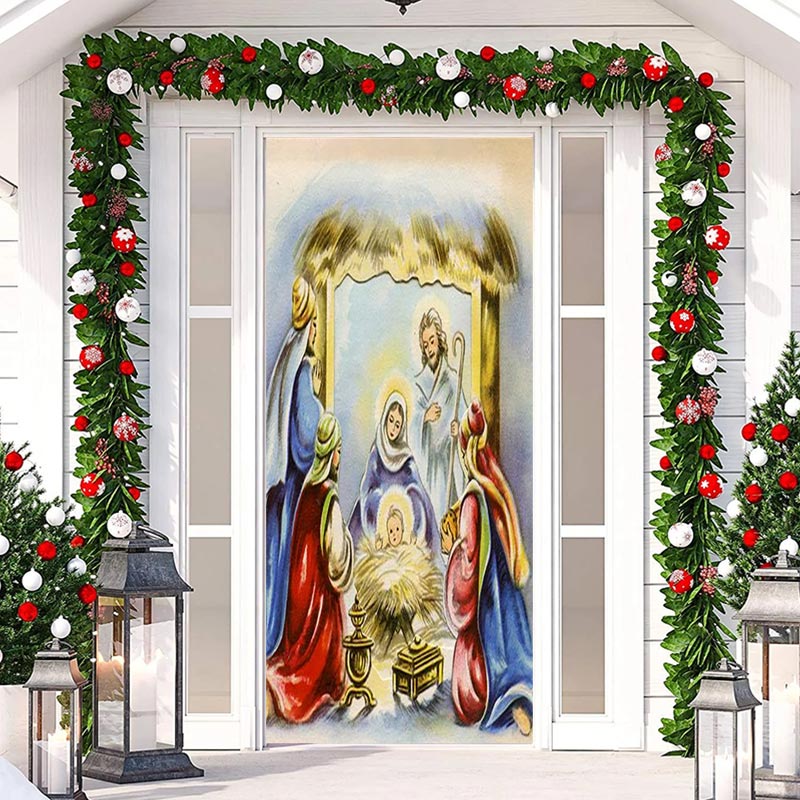 Aperturee - Warm Holy God Baby Christmas Door Cover Decoration