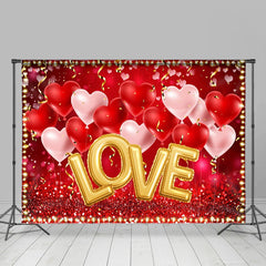 Aperturee - Warm Light Red Heart Balloon Valentines Day Backdrop