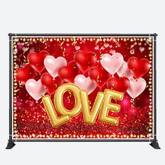 Aperturee - Warm Light Red Heart Balloon Valentines Day Backdrop