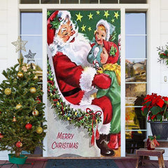 Aperturee - Warm Santa Claus Child Merry Christmas Door Cover