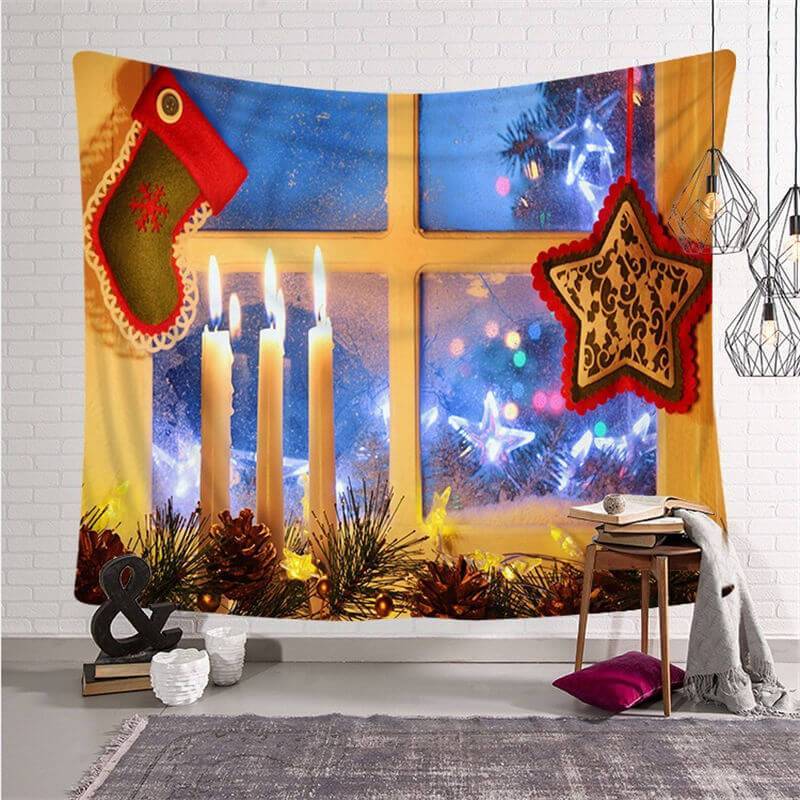 Aperturee - Warn Decoration Christmas Landscape Family Wall Tapestry