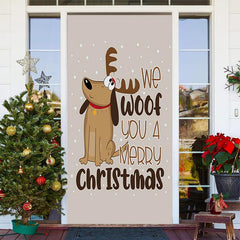 Aperturee - We Woof You A Merry Christmas Elk Door Cover Decor