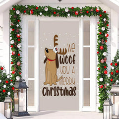 Aperturee - We Woof You A Merry Christmas Elk Door Cover Decor