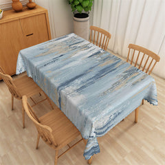 Aperturee - Weathered Blue Paint Wooden Rectangle Tablecloth