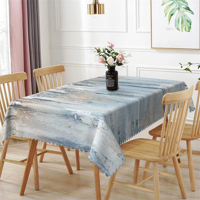 Aperturee - Weathered Blue Paint Wooden Rectangle Tablecloth
