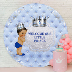 Aperturee - Welcome Our Little Prince Round Blue Baby Shower Backdrop