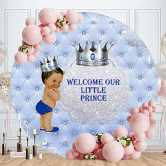 Aperturee - Welcome Our Little Prince Round Blue Baby Shower Backdrop