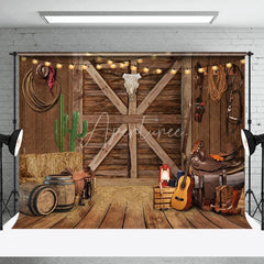 Aperturee - Western Cowboy Wooden Door Musical Instrument Backdrop