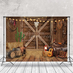 Aperturee - Western Cowboy Wooden Door Musical Instrument Backdrop