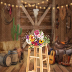 Aperturee - Western Cowboy Wooden Door Musical Instrument Backdrop