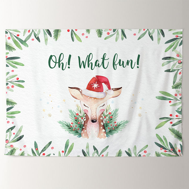 Aperturee - What Fun Deer Merry Christmas Holiday Backdrop