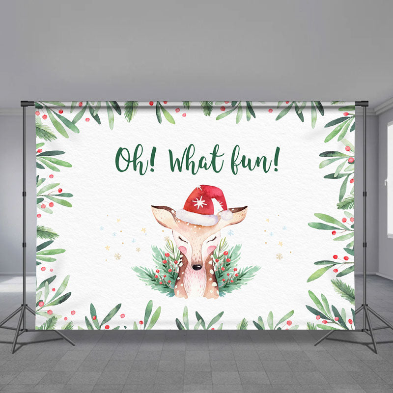 Aperturee - What Fun Deer Merry Christmas Holiday Backdrop