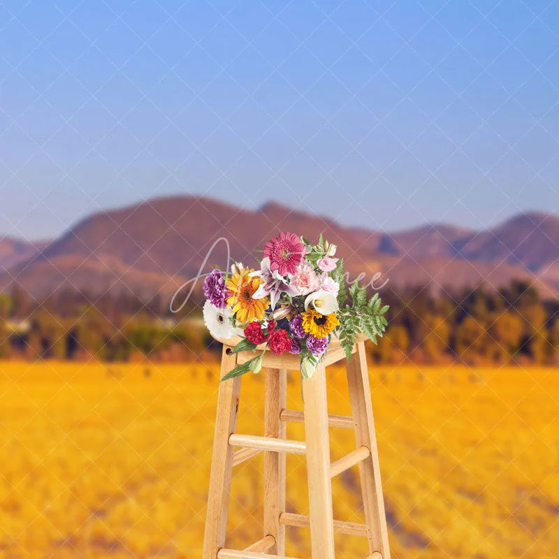 Aperturee - Wheat Field After Harvest With Blue Sky Backdrop