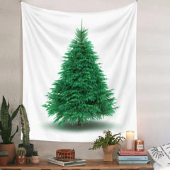 Aperturee - White And Green Art Decor Christmas Tree Wall Tapestry