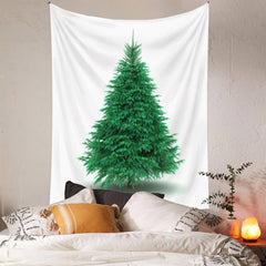 Aperturee - White And Green Art Decor Christmas Tree Wall Tapestry