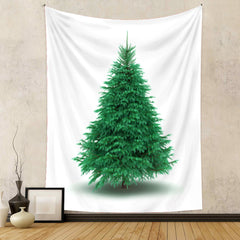 Aperturee - White And Green Art Decor Christmas Tree Wall Tapestry