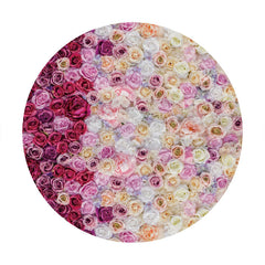 Aperturee - White And Pink Floral Round Wedding Backdrop