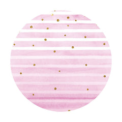 Aperturee - White And Pink Stripes Round Birthday Backdrop