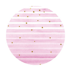 Aperturee - White And Pink Stripes Round Birthday Backdrop