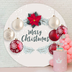 Aperturee - White And Red Ball Round Merry Christmas Backdrop