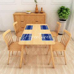 Aperturee - White Blue Waves Pattern Dining Set Of 4 Placemats