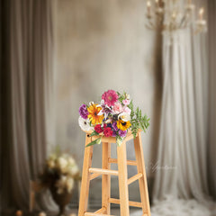Aperturee - White Curtain Floral Candle Holder Wedding Backdrop