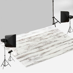Aperturee - White Peeling Paint Wood Rubber Floor Mat For Photo